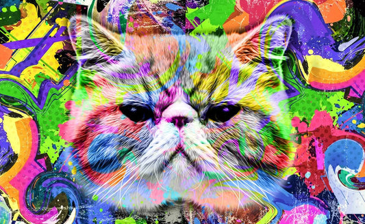 Tablou Canvas - Pisica Abstract Fluorescent - Zibo.ro