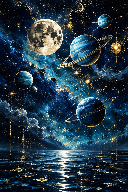 Tablou decorativ - Planete in noapte - Zibo.ro