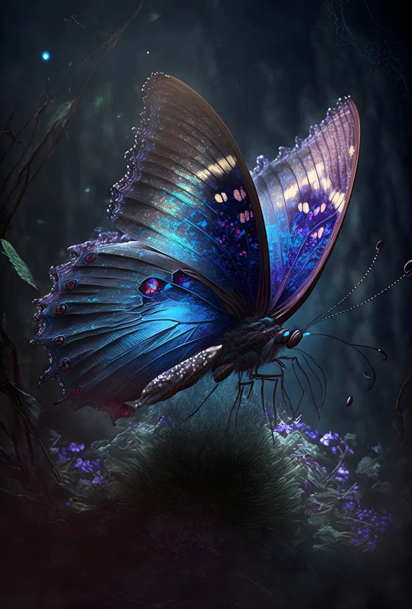 Tapet textil pentru camera copilului "Purple butterfly" -  1,5 X 2,2 m