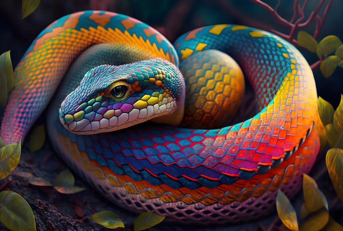 Tapet textil pentru camera copilului "Sarpele curcubeu" -  1,5 X 2,2 m