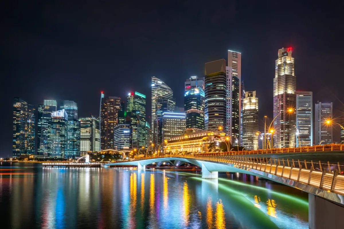 Tablou Canvas - Eleganta Singapore-ului pe Timpul Noptii