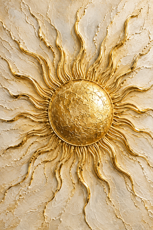 Tablou decorativ - Soarele de Aur în Relief