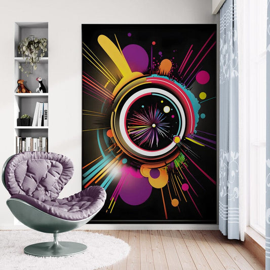 Tapet textil 1,5 X 2,2 m Abstract cerc cu culori