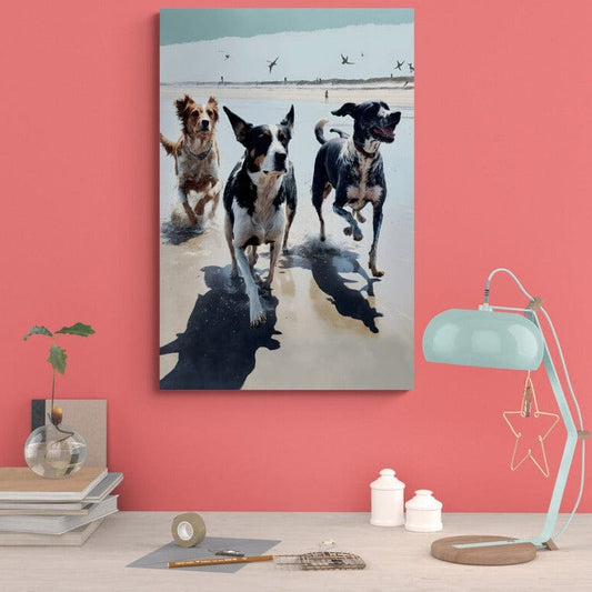 Tablou Canvas - Trei Caini pe Plaja