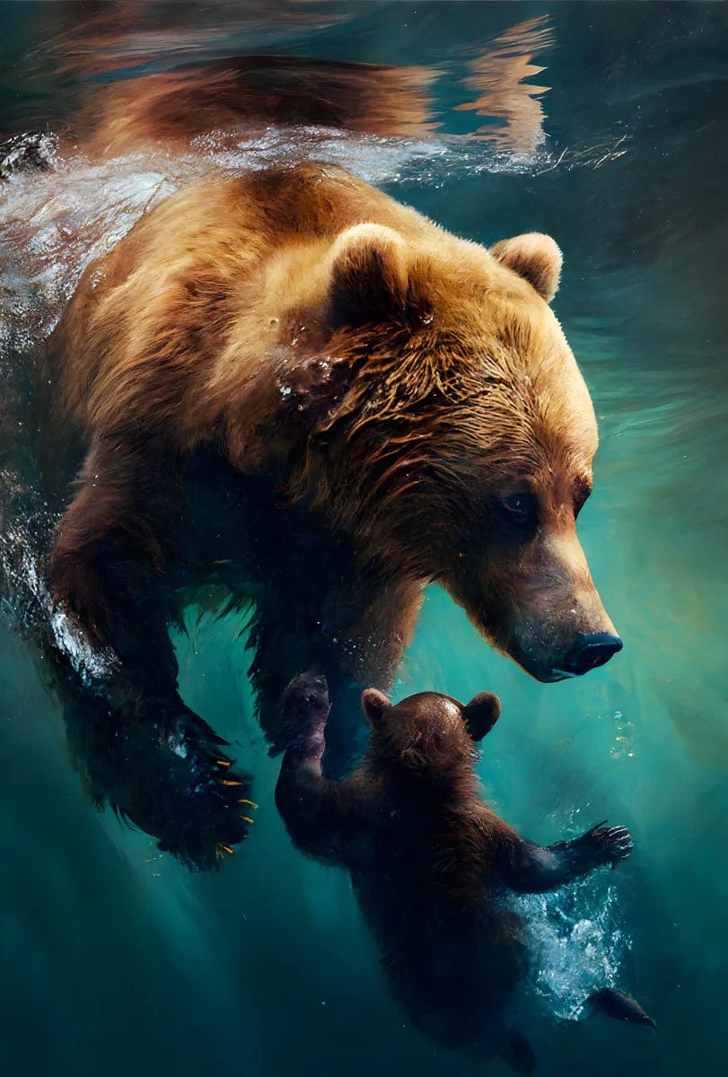 Tapet textil pentru camera copilului "Ursi in apa" -  1,5 X 2,2 m