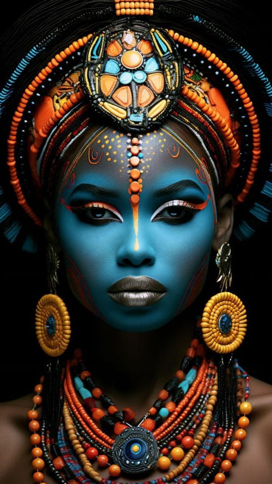 Tablou Canvas - Africana ten albastru