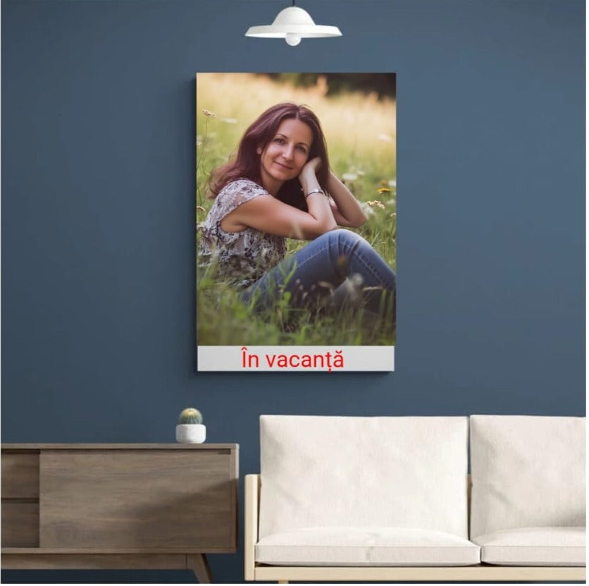 Tablou personalizat cu poza si text, tip portret