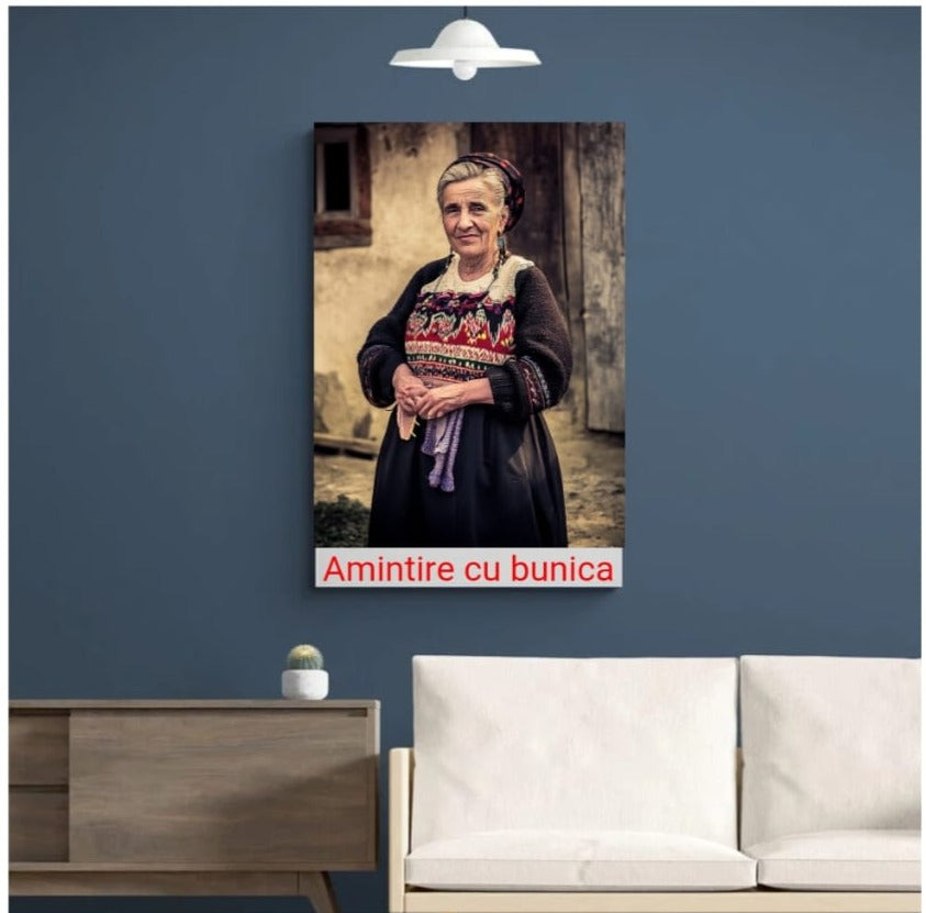 Tablou personalizat cu poza si text, tip portret