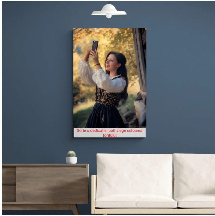 Tablou personalizat cu poza si text, tip portret
