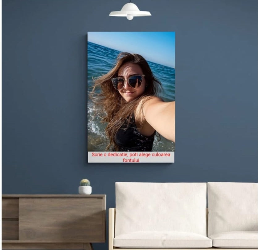 Tablou personalizat cu poza si text, tip portret