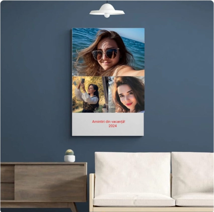 Tablou personalizat Colaj de 3 poze si Text
