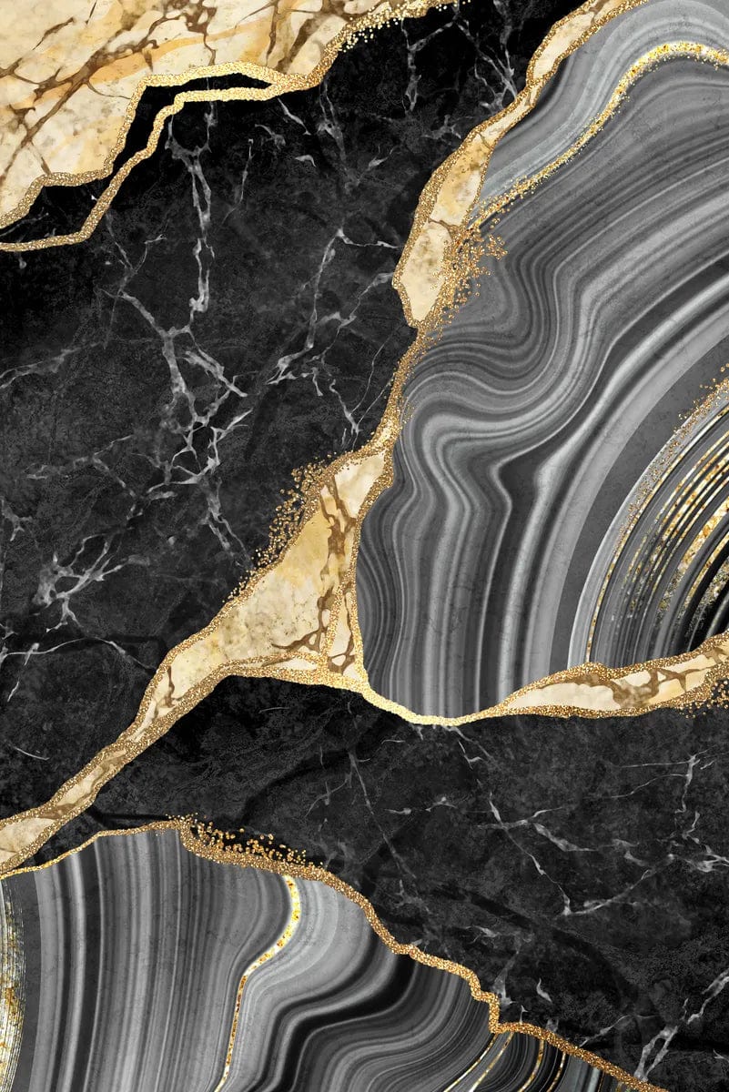 Tablou Canvas - Gold & Black Abstract 05