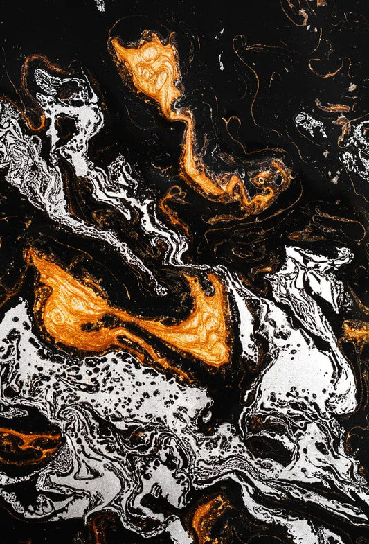 Tablou Canvas - Eleganta Abstracta Negru-Oranj-Alb