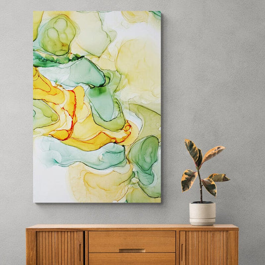 Tablou canvas - Abstract pelicular cu nunate de verde, oranje, galben