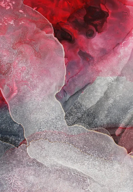 Tablou Canvas - Abstract Pelicule Cerneala Nuante Rosie si Gri