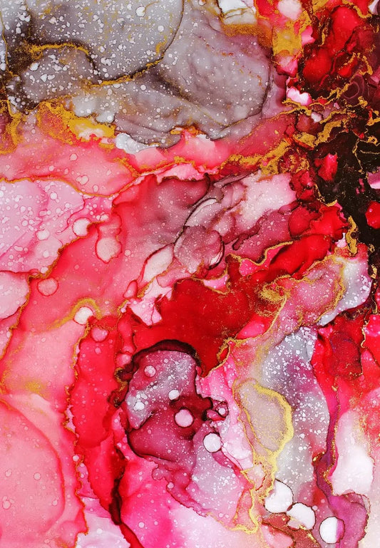 Tablou Canvas - Abstract pelicule cerneala Rosu si Negru