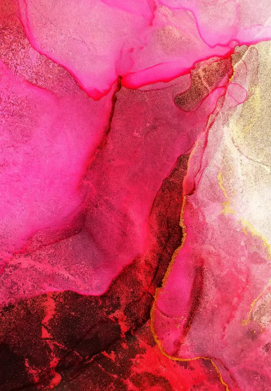 Tablou Canvas - Abstract pelicule cerneala Nuante de Rosu si Roz