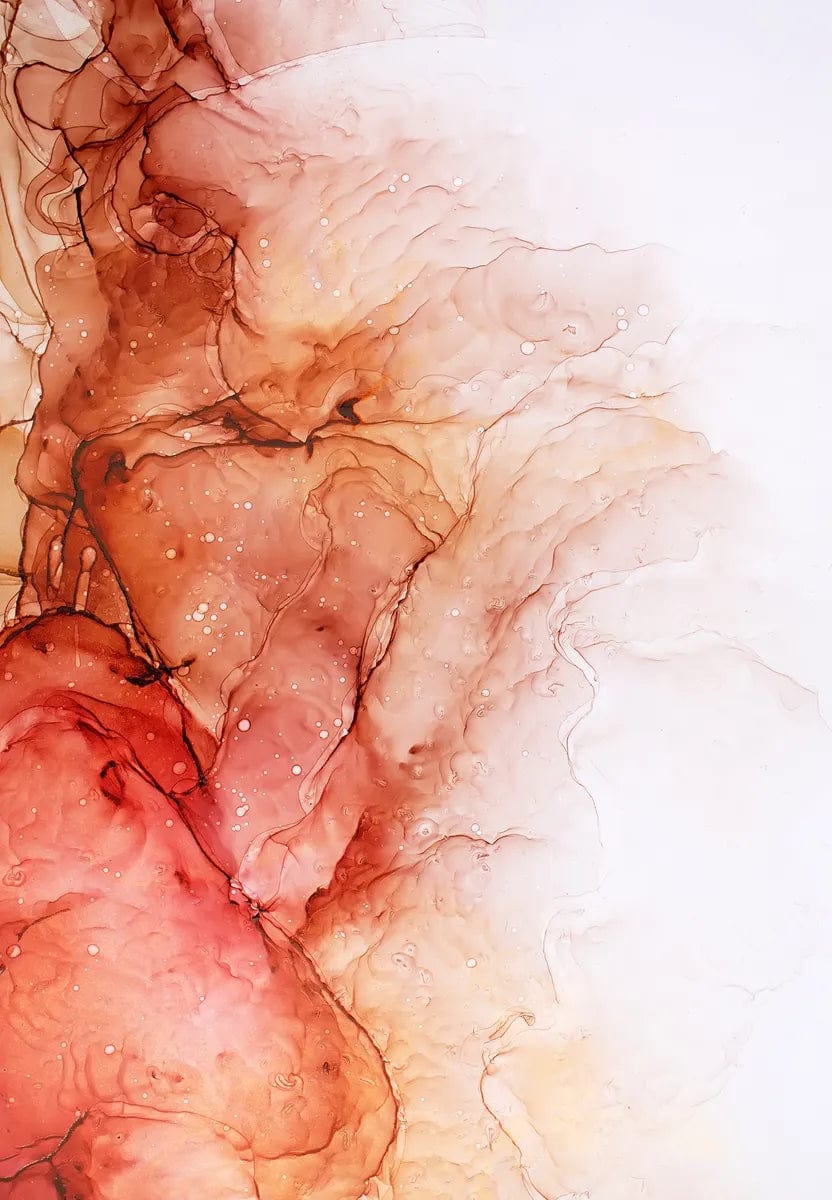 Tablou Canvas - Abstract Pelicule Cerneala Nuante Rosu cu Insertii