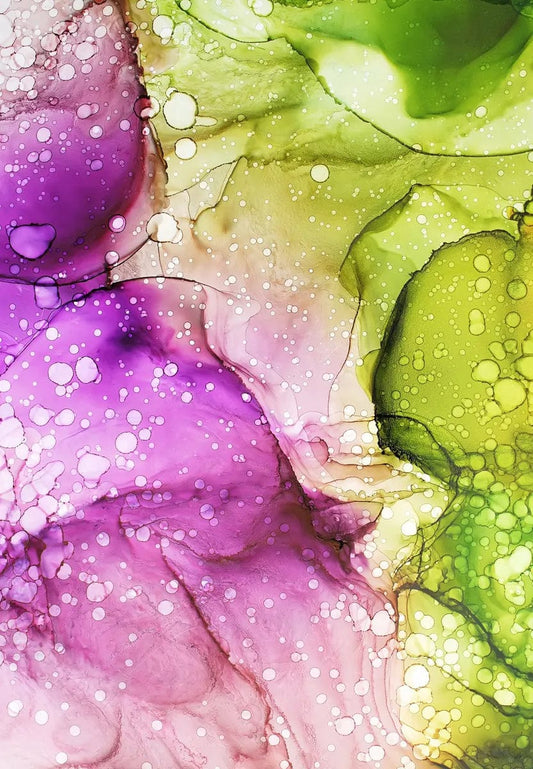 Tablou Canvas - Abstract pelicule cerneala nuante Verde Mov