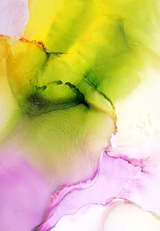 Tablou Canvas - Abstract pelicule cerneala nuante vernil, mov