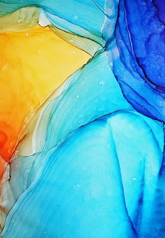 Tablou Canvas - Abstract Pelicule Ros-Galben, Blue