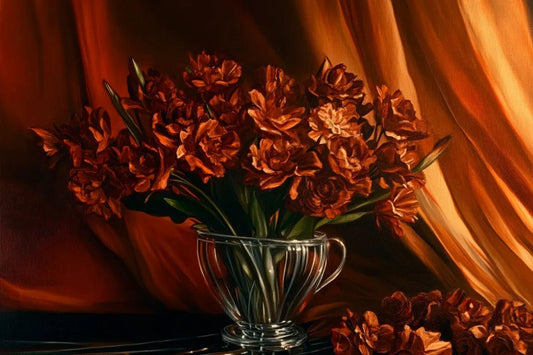 Tablou Canvas - Buchetel Flori Rosu Aprins