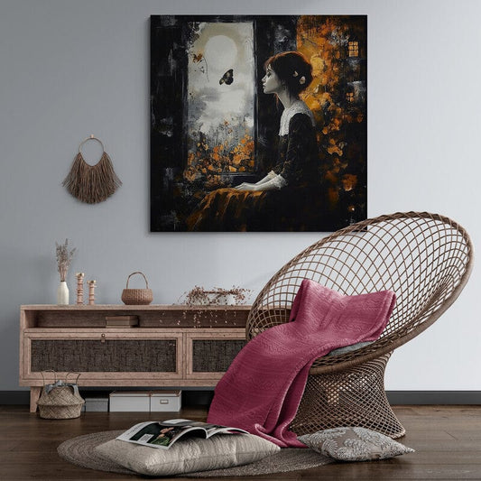 Tablou Canvas - Doamna cu fluturi