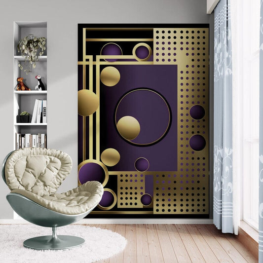 Tapet textil 1,5 X 2,2 m "Abstract gold si violet"