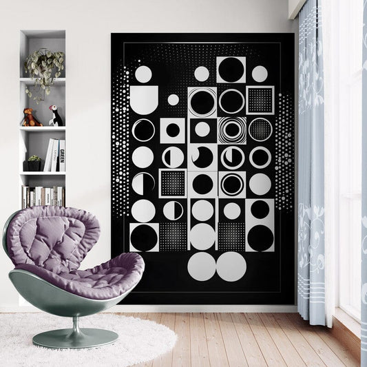 Tapet textil 1,5 X 2,2 m "Abstract black and white"