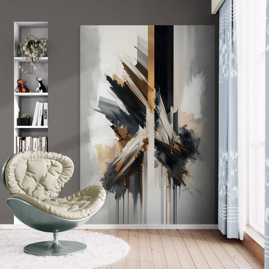 Tapet textil 1,5 X 2,2 m "Abstract in alb si negru"