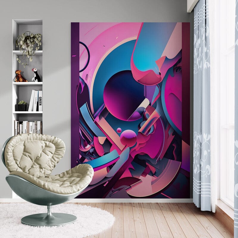 Tapet textil 1,5 X 2,2 m "Abstract in culori roz-mov"