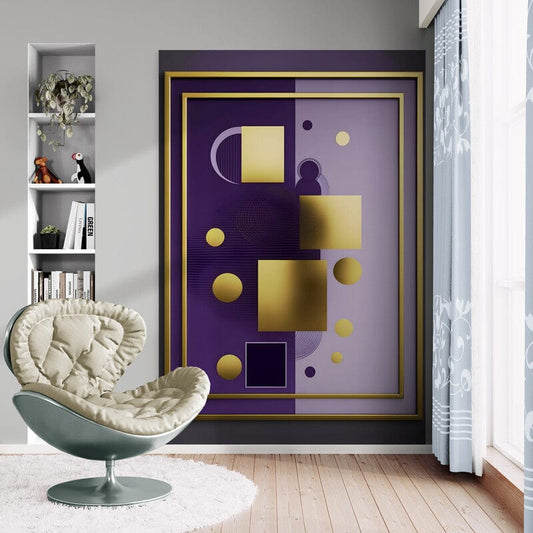 Tapet textil 1,5 X 2,2 m "Abstract in patrate gold"