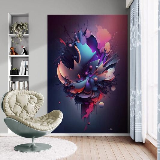 Tapet textil 1,5 X 2,2 m "Abstract in roz si violet"