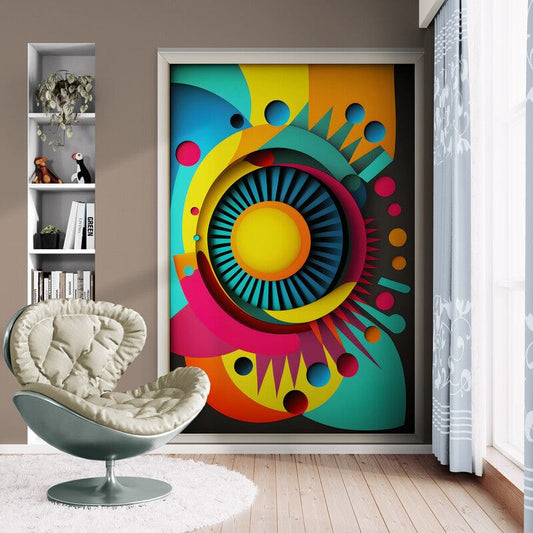 Tapet textil 1,5 X 2,2 m "Abstract curcubeu"