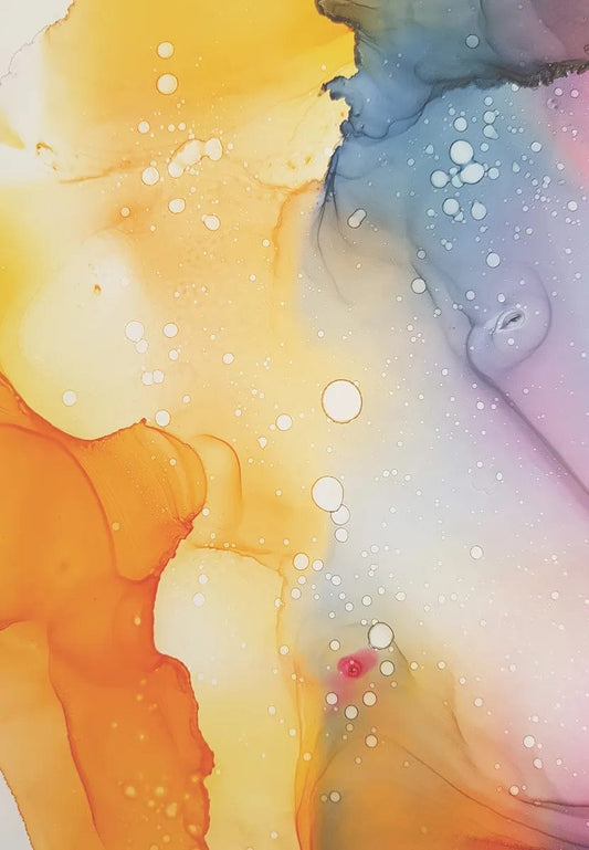 Tablou Canvas - Bule abstract pe nuante de portocaliu-galben-albastru