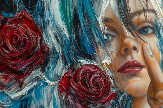 Tablou Canvas - Eleganta Abstracta cu Femeie si Trandafiri