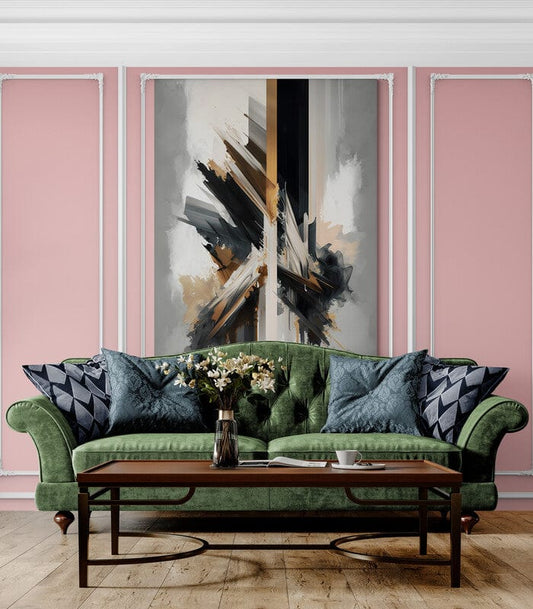 Tapet textil personalizat la comanda 1,5 X 3 m "Abstract in alb si negru"