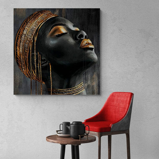 Tablou Canvas - Femeie Africana cu Parul si Buzele de Aur