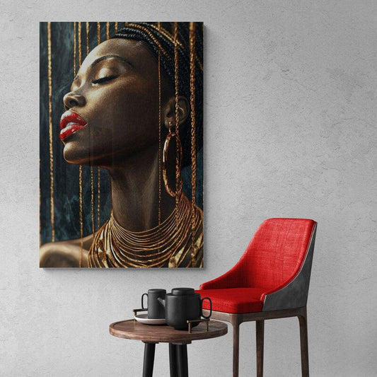 Tablou Canvas - Femeie Africana cu Buze Rosii