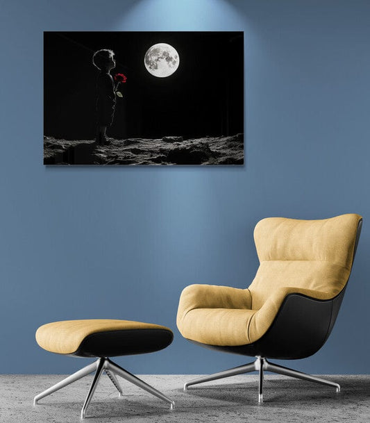 Tablou Canvas - Copil Privind Spre Luna