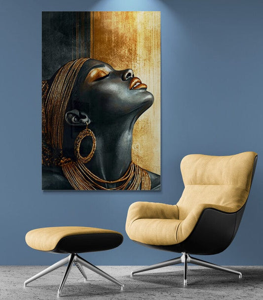 Tablou Canvas - Femeie africana cu parul, buzele si cerceii de aur