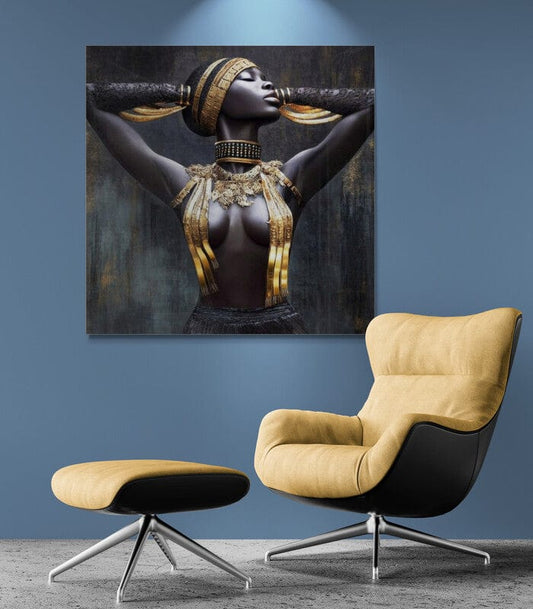 Tablou Canvas - Femeie Africana cu Bust Auriu