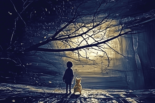 Tablou Canvas - Copil si Catel sub Cerul Instelar