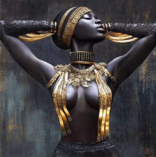 Tablou Canvas - Femeie Africana cu Bust Auriu