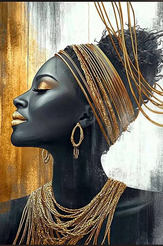 Tablou Canvas - Africana cu Aur