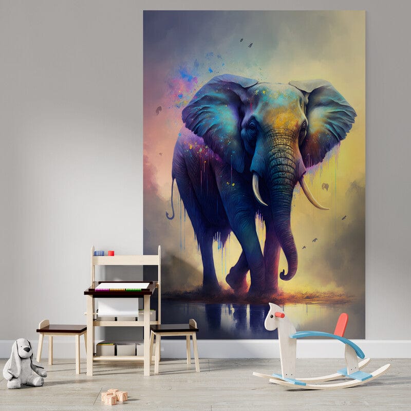 Tapet textil pentru camera copilului "Elefant in culori" -  1,5 X 2,2 m