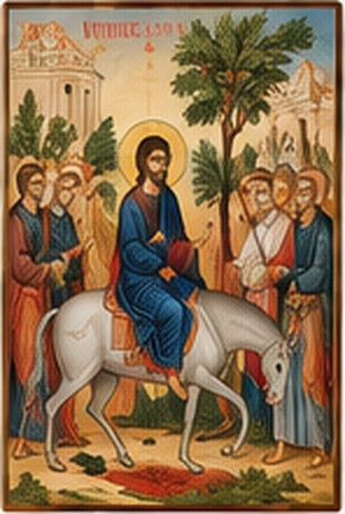 Icoana - Intrarea in Ierusalim, stil narativ