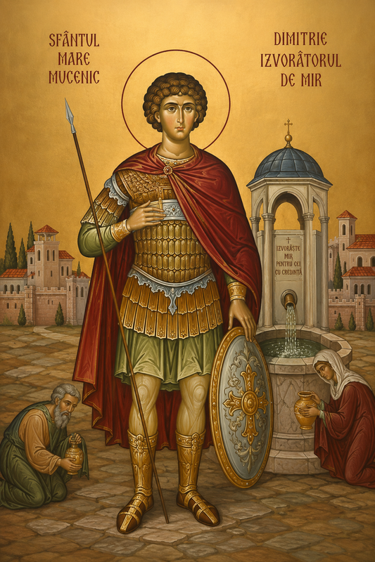 Icoana Sfantul Dimitrie Izvoratorul de Mir - stil bizantin