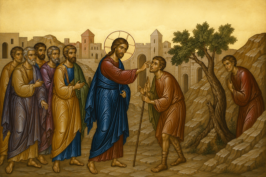 Icoana Vindecarea Orbului - scena biblica in stil bizantin