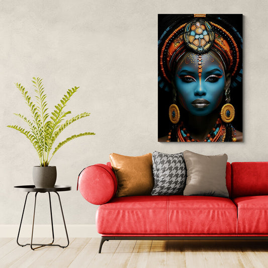 Tablou Canvas - Africana ten albastru